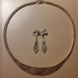 ITALY Sterling & Gold Vermeil FRINGED COLLAR NECKLACE & EARRINGS